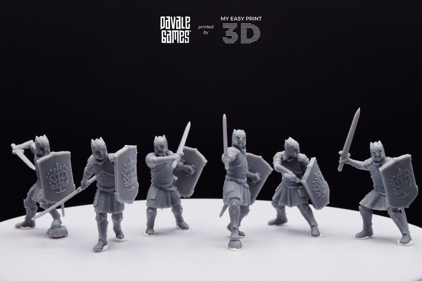 Grey Castle Warriors with swords - Davale Games - 3D Printed with high quality resin for LOTR/D&D games