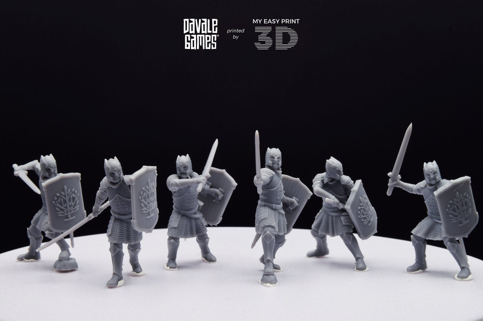 Grey Castle Warriors with swords - Davale Games - 3D Printed with high quality resin for LOTR/D&D games
