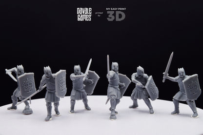 Grey Castle Warriors with swords - Davale Games - 3D Printed with high quality resin for LOTR/D&D games