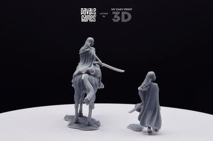 Bloody Elf Maiden - Foot and Mounted - Davale Games - 3D Printed with high quality resin for LOTR/D&D games