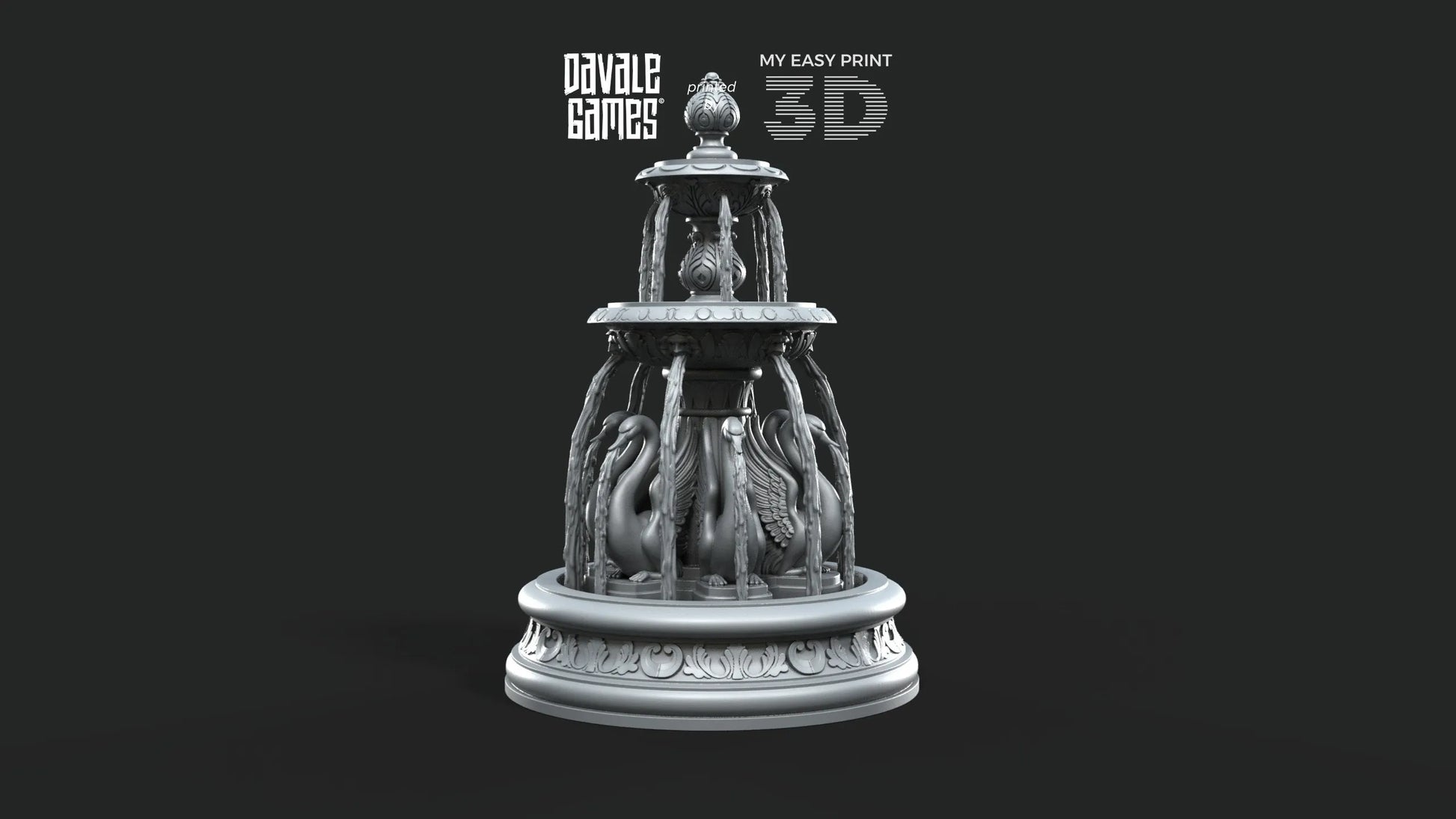 Swan Fountain - Scenery/Terrain - Davale Games - 3D Printed with high quality resin for LOTR/D&D games