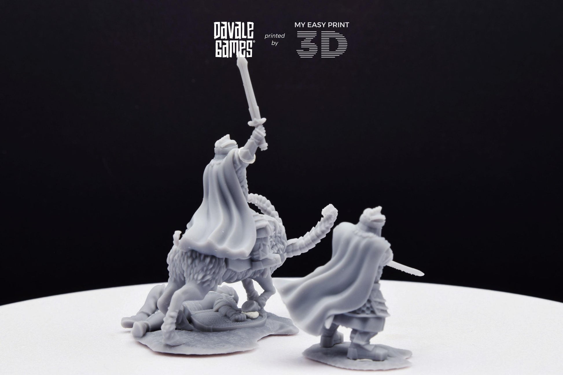 Silver Goat Dwarf Captain - Foot and Mounted - Davale Games - 3D Printed with high quality resin for LOTR/D&D games