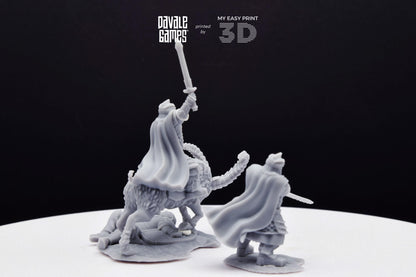 Silver Goat Dwarf Captain - Foot and Mounted - Davale Games - 3D Printed with high quality resin for LOTR/D&D games