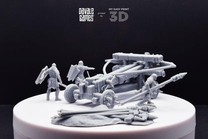 Blood-Handed Balista With Three Orcs - Davale Games - 3D Printed with high quality resin for LOTR/D&D games