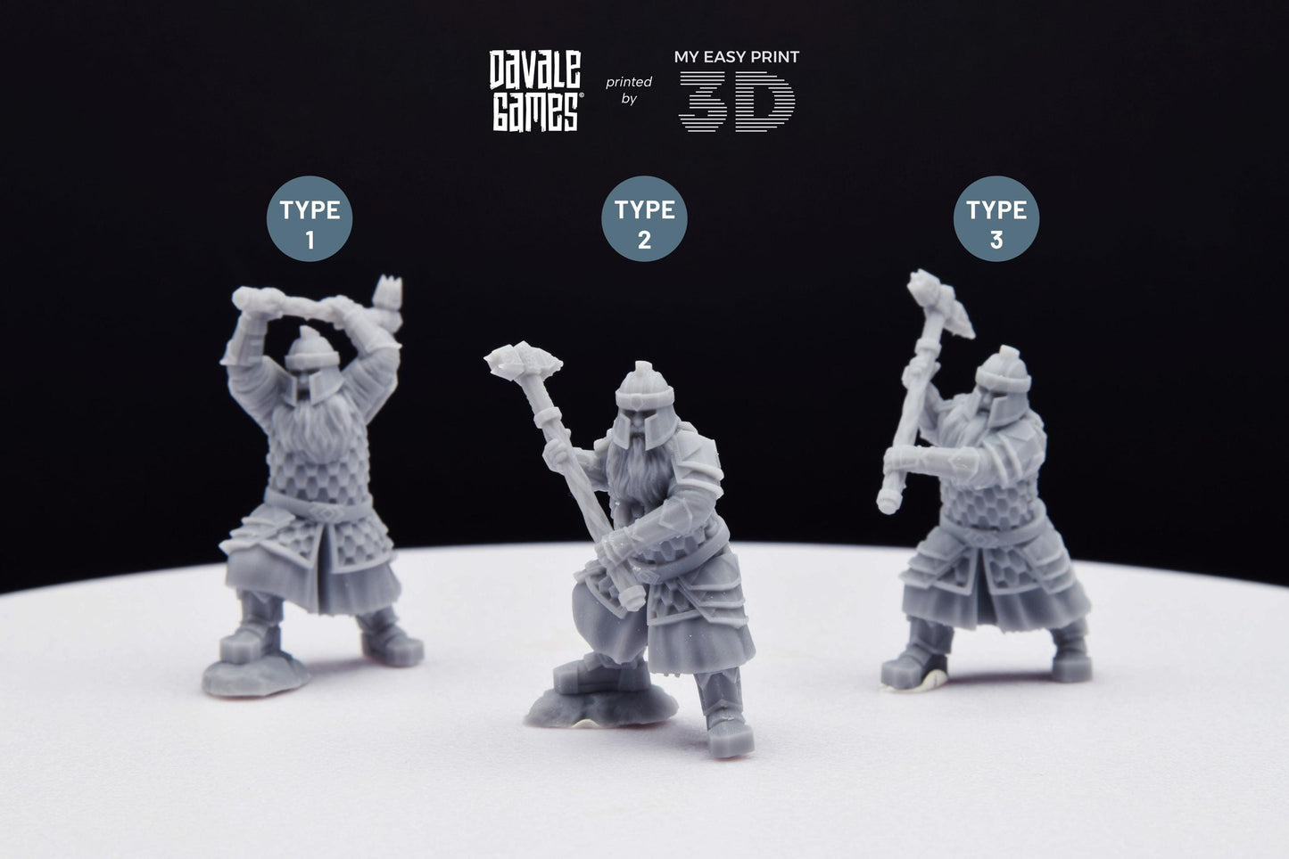 Silver Goat Dwarf with Hammer - Davale Games - 3D Printed with high quality resin for LOTR/D&D games