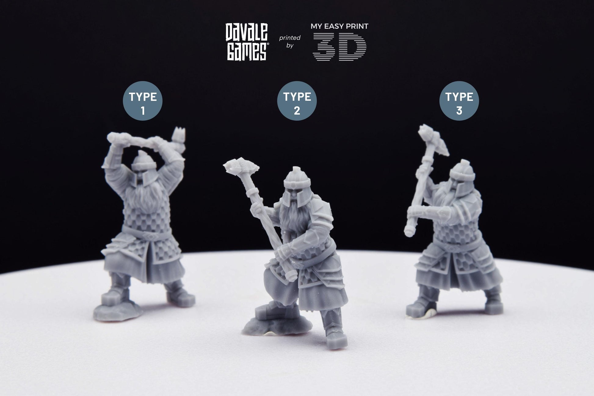 Silver Goat Dwarf with Hammer - Davale Games - 3D Printed with high quality resin for LOTR/D&D games
