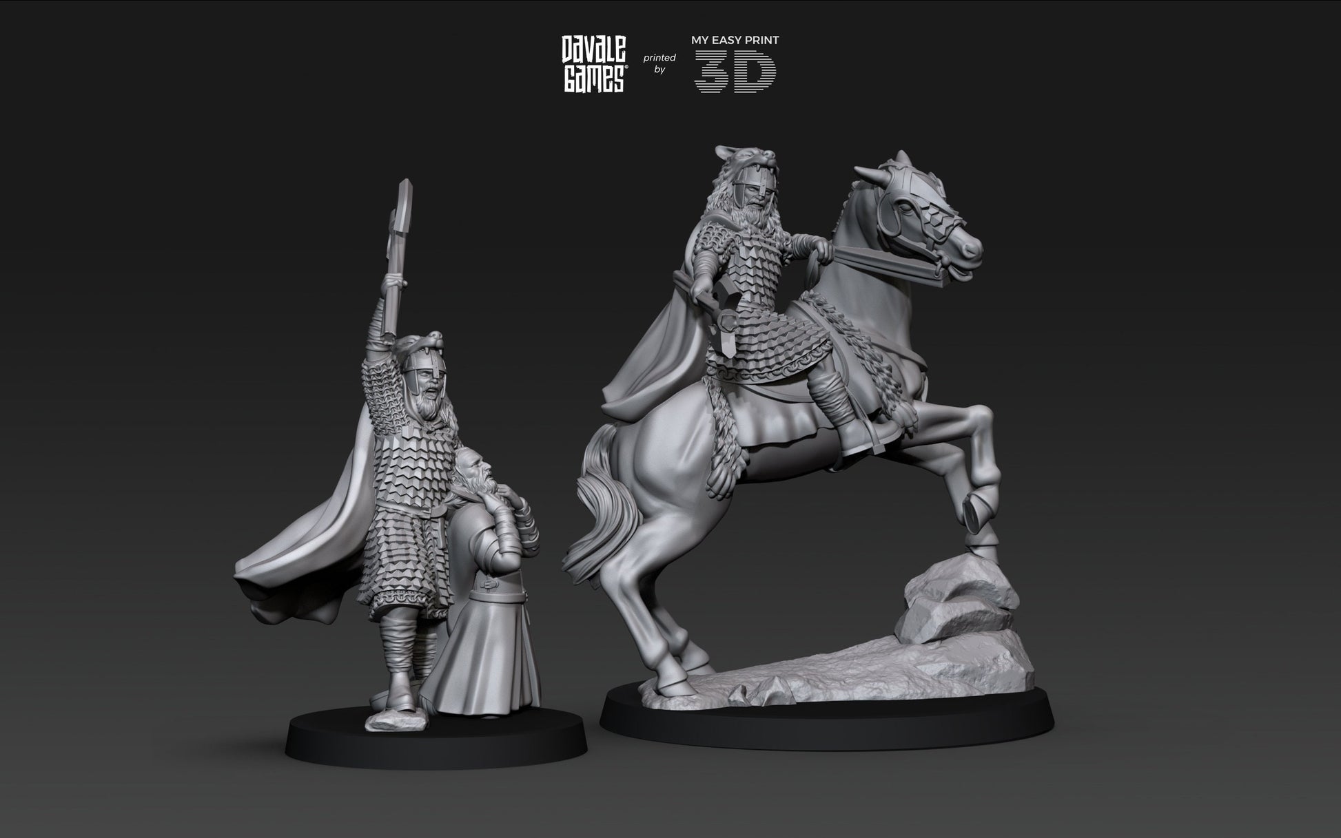 Lord Mountain The Wolf - Foot and Mounted - Davale Games - 3D Printed with high quality resin for LOTR/D&D games