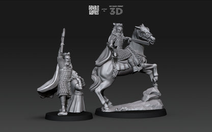 Lord Mountain The Wolf - Foot and Mounted - Davale Games - 3D Printed with high quality resin for LOTR/D&D games