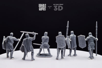 Wounded Grey Castle Warriors - Davale Games - 3D Printed with high quality resin for LOTR/D&D games