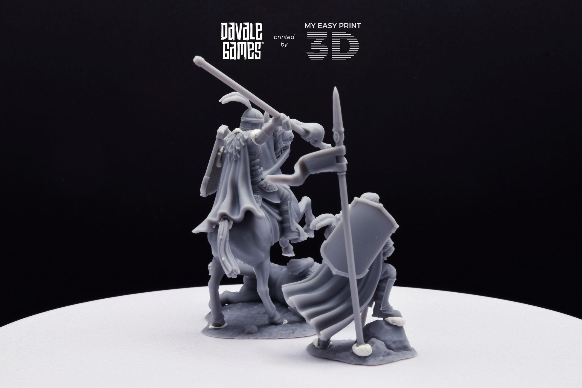 North Warrior Captain with Spear and Shield - Grey Castle - Foot and Mounted - Davale Games - 3D Printed with HQ resin for LOTR/D&D games