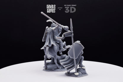 North Warrior Captain with Spear and Shield - Grey Castle - Foot and Mounted - Davale Games - 3D Printed with HQ resin for LOTR/D&D games