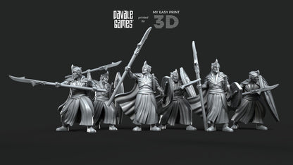 Galanthir Elves Spearmen with Optional Shield - Davale Games - 3D Printed with high quality resin for LOTR/D&D games