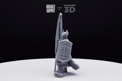 Grey Castle Tree Guard With Banner - Foot - Davale Games - 3D Printed with high quality resin for LOTR/D&D games