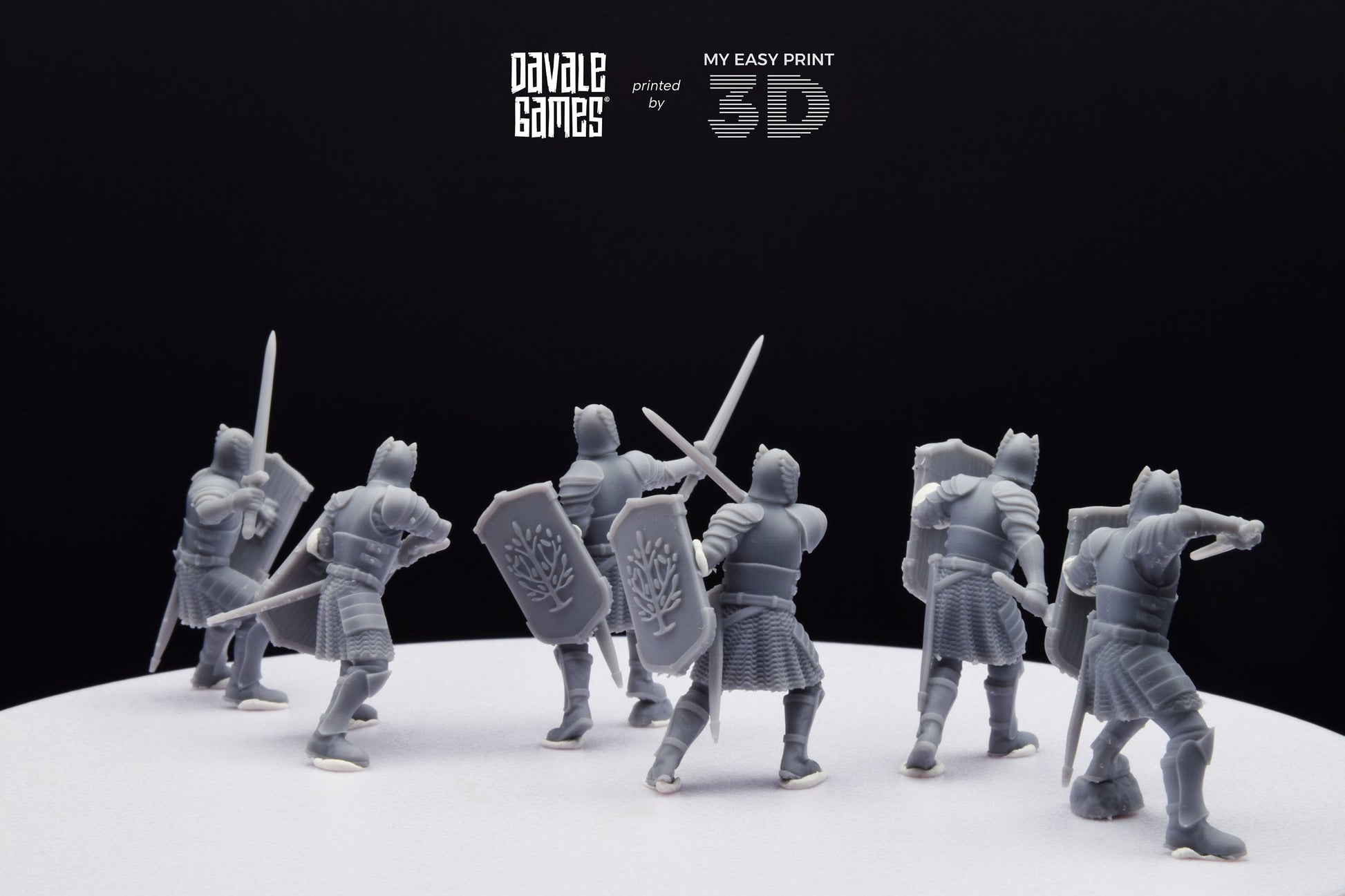 Grey Castle Warriors with swords - Davale Games - 3D Printed with high quality resin for LOTR/D&D games