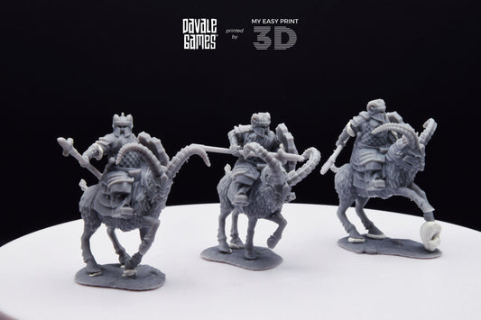 Silver Goat Dwarf Spearman - Mounted - Davale Games - 3D Printed with high quality resin for LOTR/D&D games