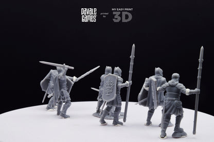 Wounded Grey Castle Warriors - Davale Games - 3D Printed with high quality resin for LOTR/D&D games