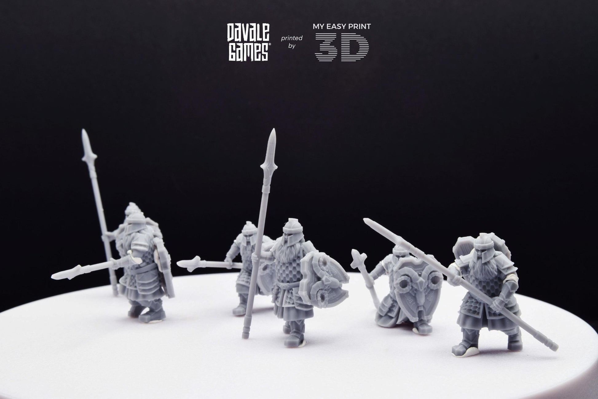 Silver Goat Dwarf Spearman - Davale Games - 3D Printed with high quality resin for LOTR/D&D games