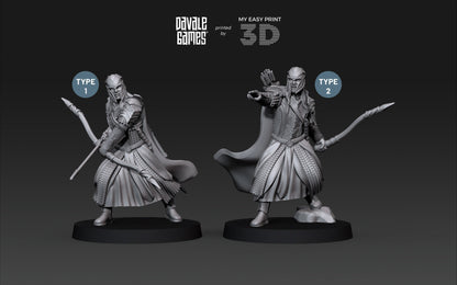 Armoured Wood Elf with Bows - Davale Games - 3D Printed with high quality resin for LOTR/D&D games