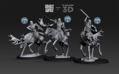 Armoured Wood Elf on Elk - Mounted - Davale Games - 3D Printed with high quality resin for LOTR/D&D games