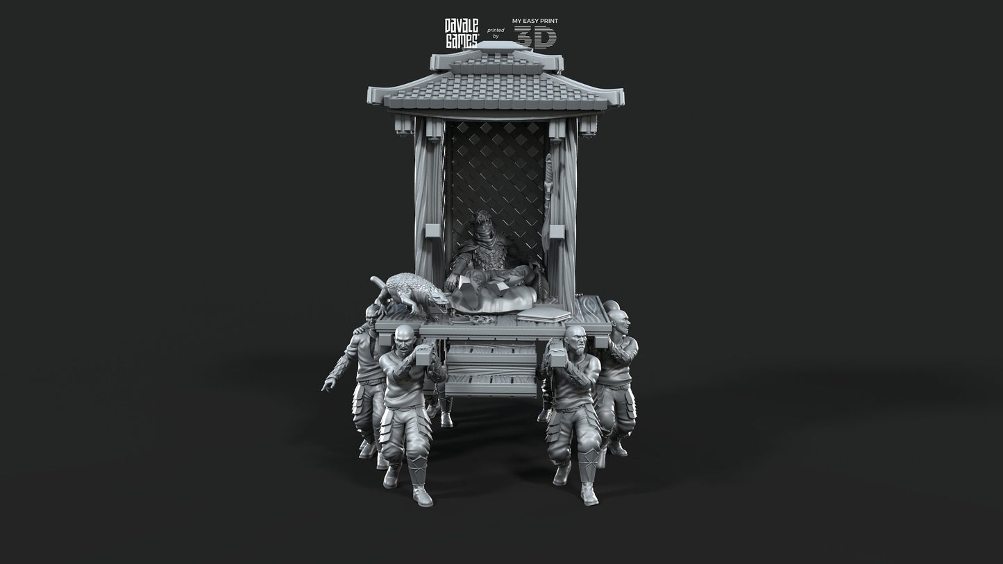 Dragon Army King on Palanquin [Ver. A] - Davale Games - 3D Printed with high quality resin for LOTR/D&D games