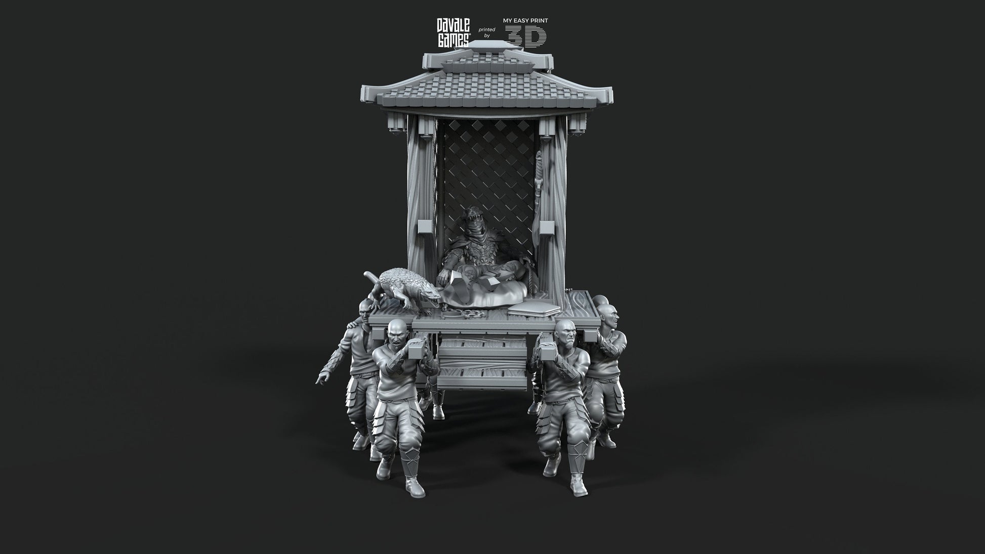 Dragon Army King on Palanquin [Ver. A] - Davale Games - 3D Printed with high quality resin for LOTR/D&D games