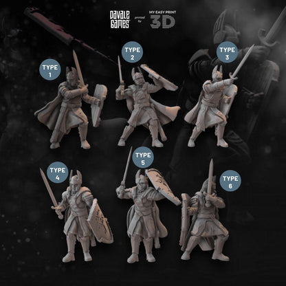 Old High Human Warriors Swordmen - Davale Games - 3D Printed with high quality resin for LOTR/D&D games