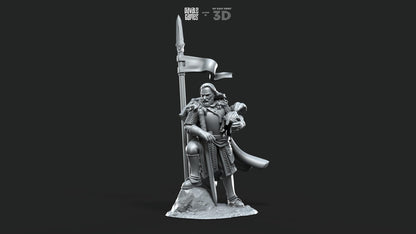 North Warrior Captain with Spear and Shield - Grey Castle - Foot and Mounted - Davale Games - 3D Printed with HQ resin for LOTR/D&D games
