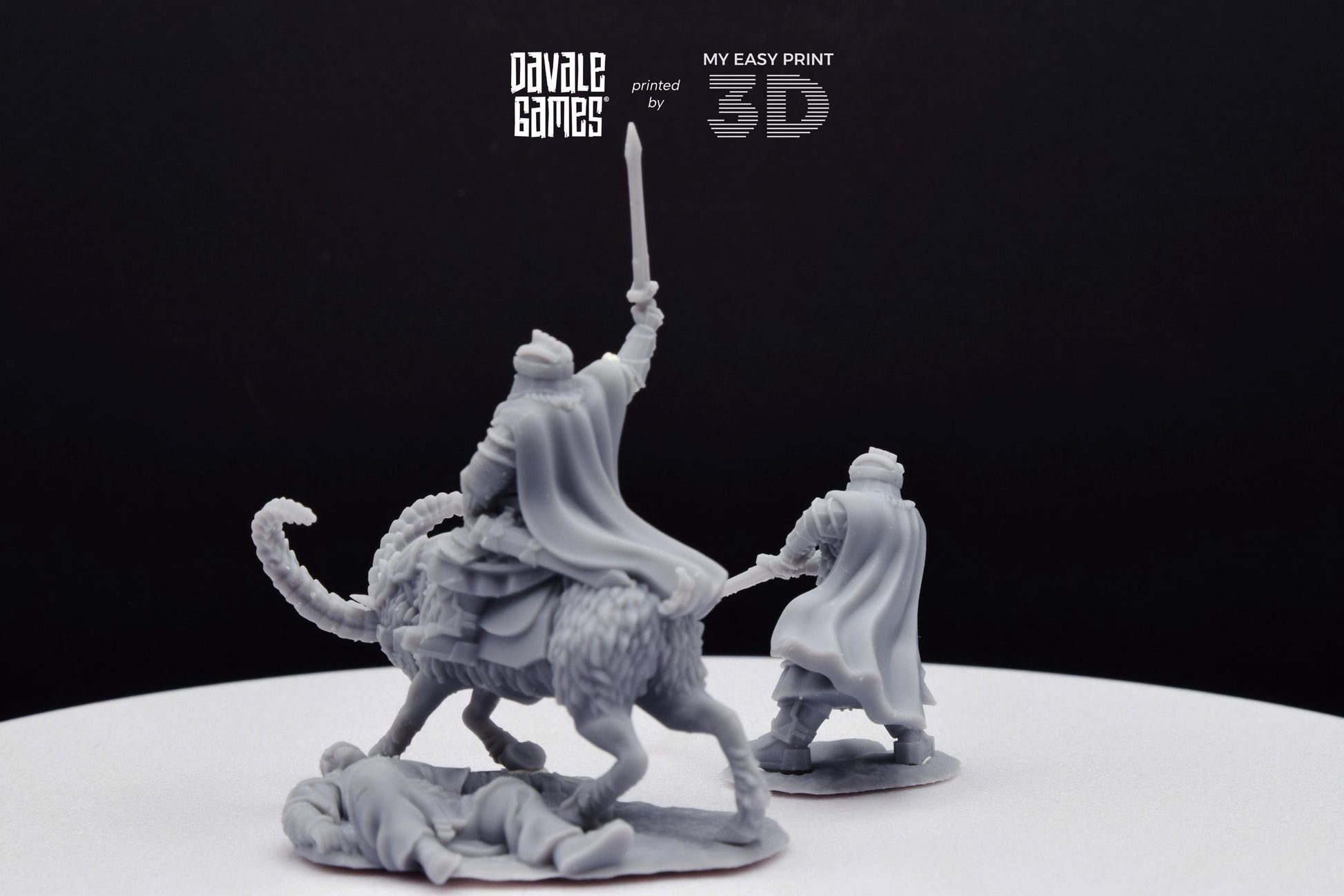 Silver Goat Dwarf Captain - Foot and Mounted - Davale Games - 3D Printed with high quality resin for LOTR/D&D games