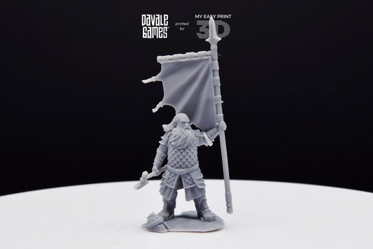 Silver Goat Dwarves Banner on foot - Davale Games - 3D Printed with high quality resin for LOTR/D&D games