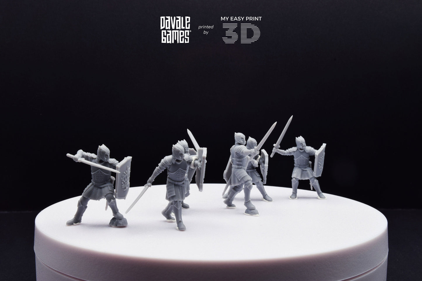 Grey Castle Warriors with swords - Davale Games - 3D Printed with high quality resin for LOTR/D&D games