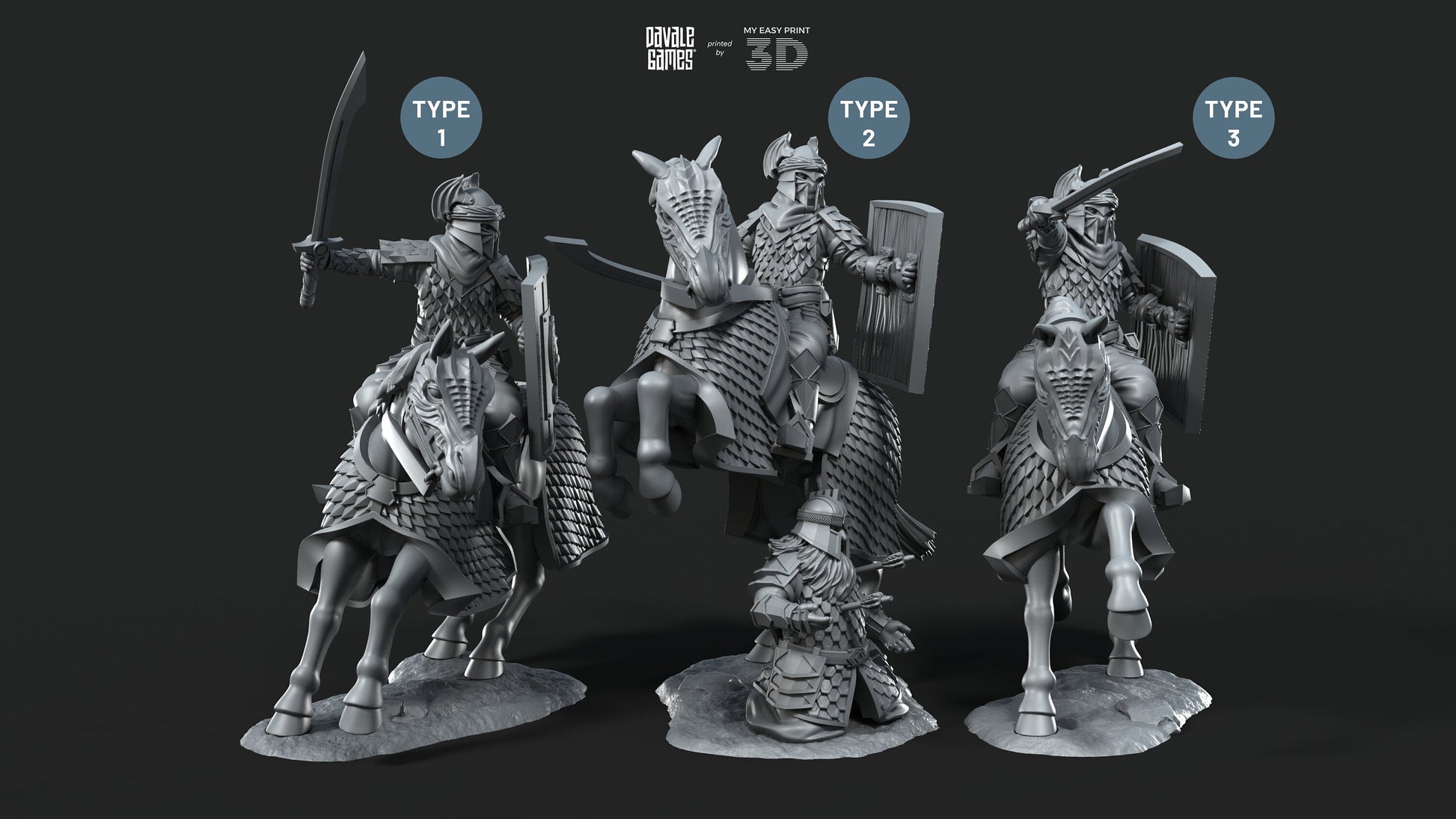 Dragon Army Regular Cavalry - Davale Games - 3D Printed with high quality resin for LOTR/D&D games