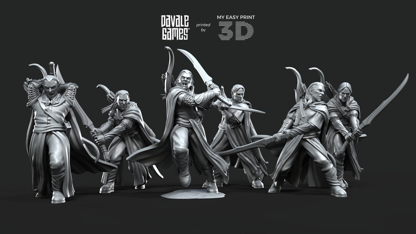 Galanthir Elves - Forest Guardians with Sword - Davale Games - 3D Printed with high quality resin for LOTR/D&D games