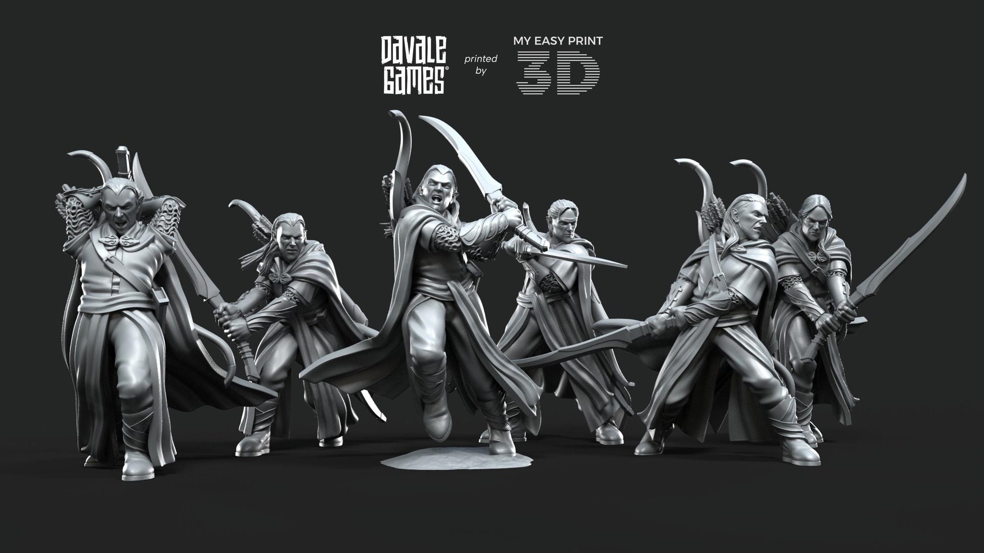 Galanthir Elves - Forest Guardians with Sword - Davale Games - 3D Printed with high quality resin for LOTR/D&D games
