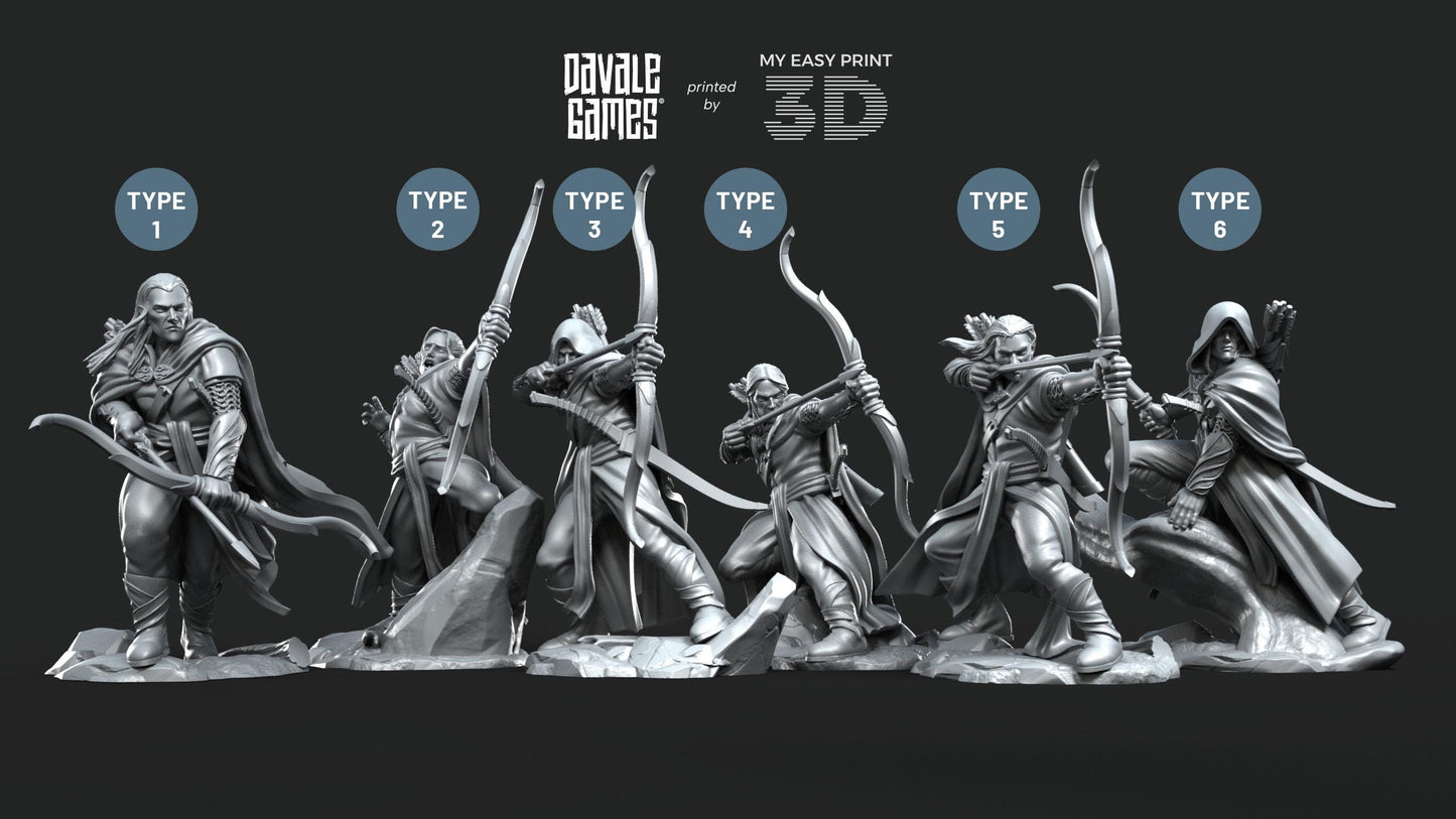 Galanthir Elves Forest Guardians with Bow - Davale Games - 3D Printed with high quality resin for LOTR/D&D games