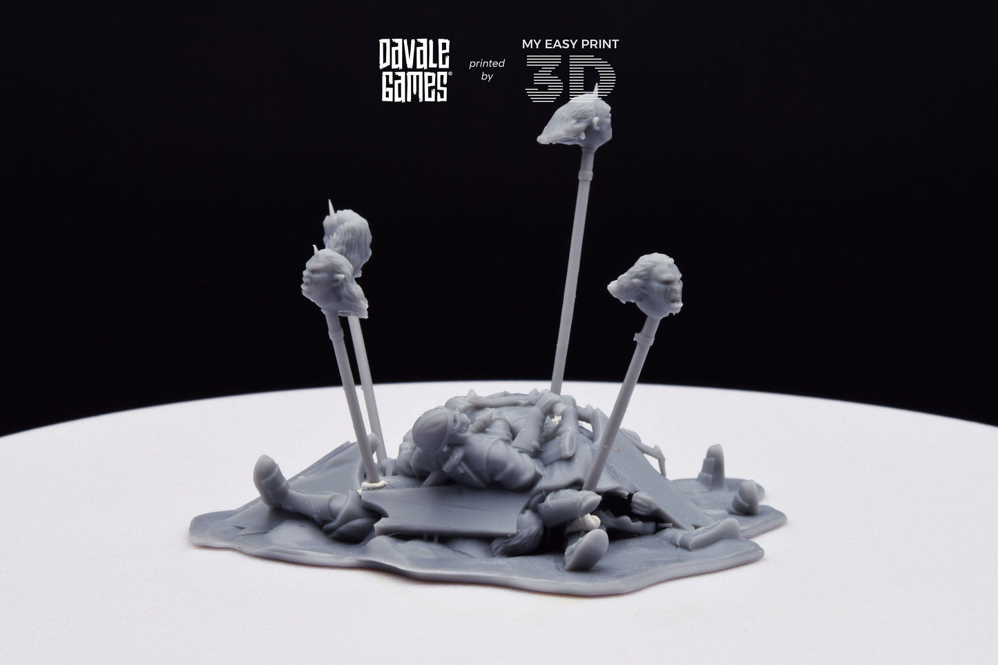 Bonfires with Pikes and Bloodhand Orcs heads - War Item - Davale Games - 3D Printed with high quality resin for LOTR/D&D games