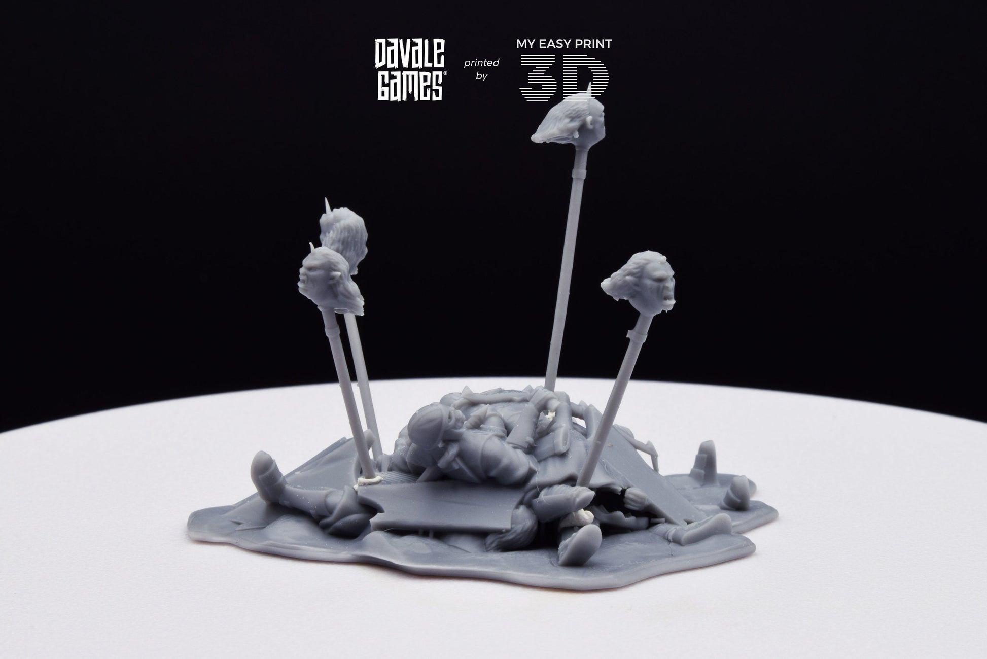 Bonfires with Pikes and Bloodhand Orcs heads - War Item - Davale Games - 3D Printed with high quality resin for LOTR/D&D games