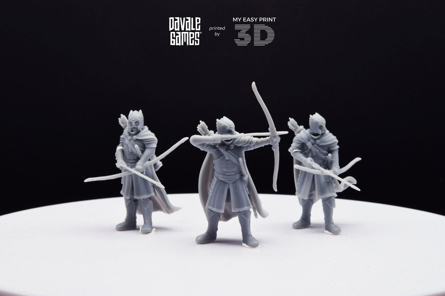 Grey Castle Guard with Long Bows - Davale Games - 3D Printed with high quality resin for LOTR/D&D games