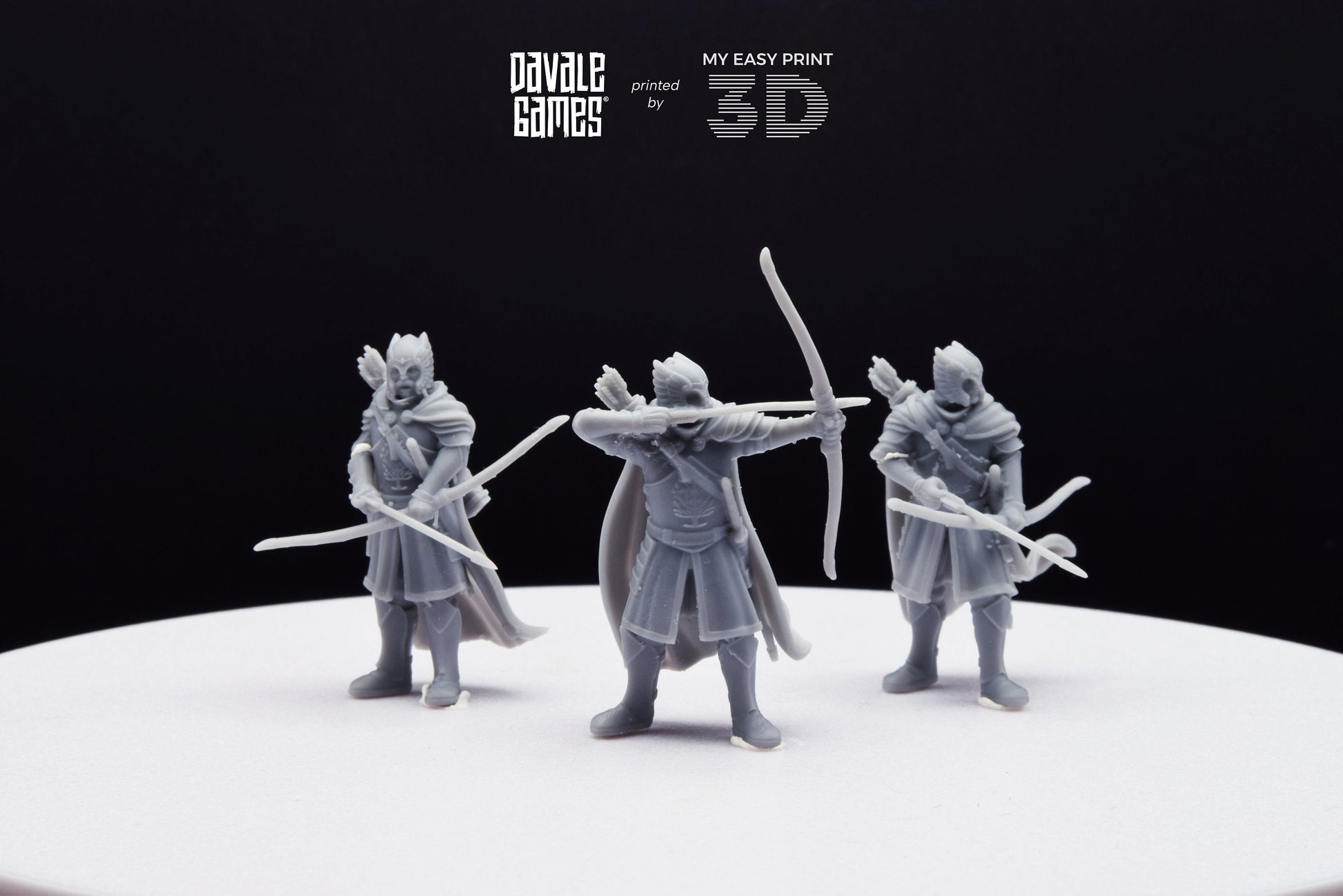 Grey Castle Guard with Long Bows - Davale Games - 3D Printed with high quality resin for LOTR/D&D games