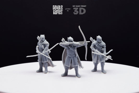 Grey Castle Guard with Long Bows - Davale Games - 3D Printed with high quality resin for LOTR/D&D games