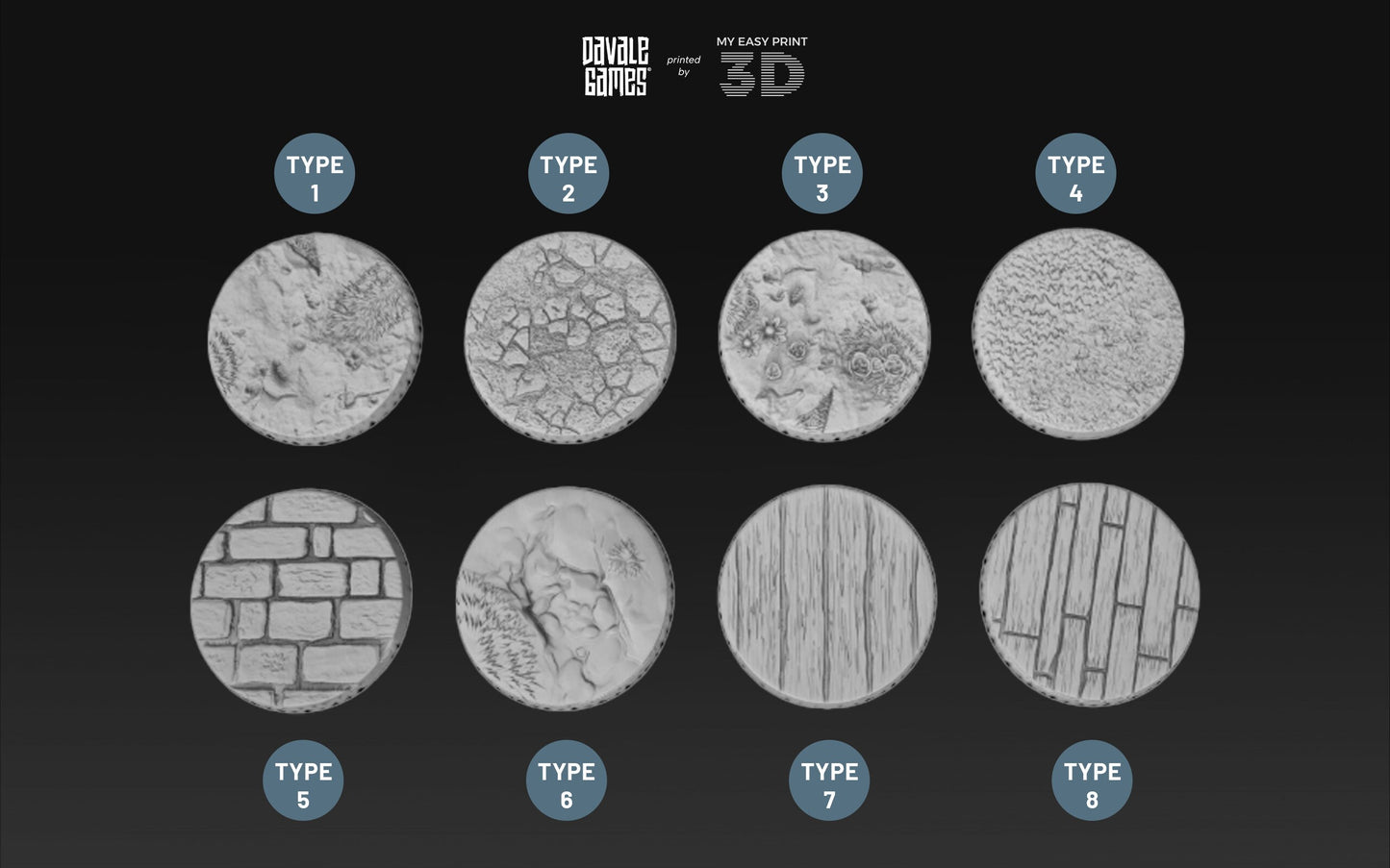 Bases 25 mm - Davale Games - 3D Printed with high quality resin for LOTR/D&D games