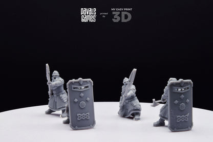 Cript Dwarf Guard Spear and Shield - Davale Games - 3D Printed with high quality resin for LOTR/D&D games