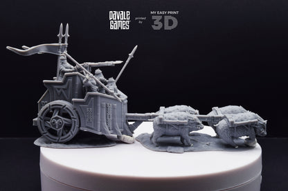 Silver Goat Dwarves Charriot - Davale Games - 3D Printed with high quality resin for LOTR/D&D games