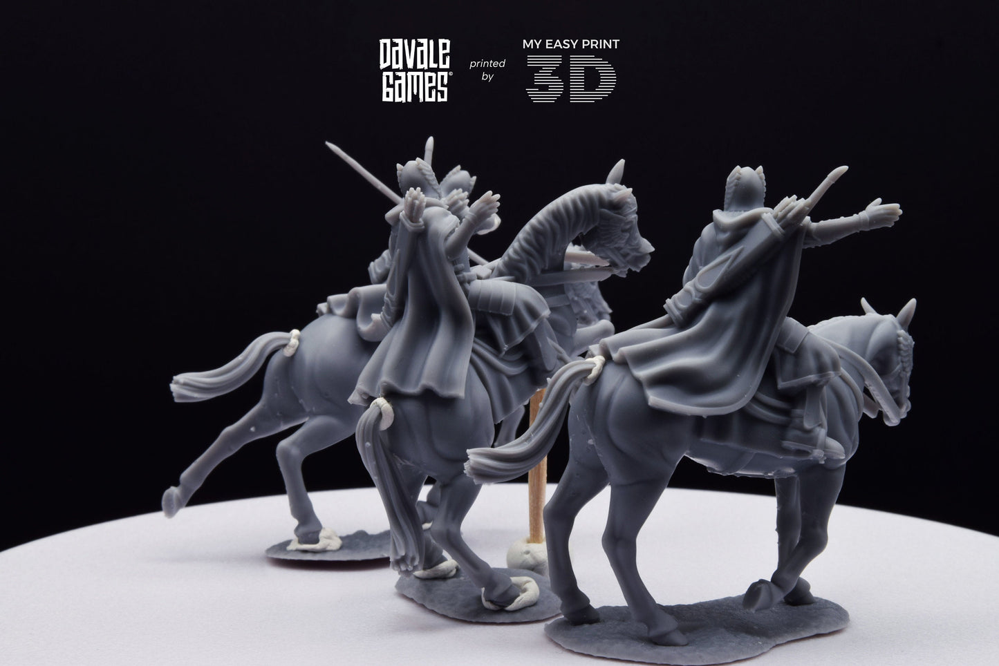 Grey Castle Court Guards - Mounted - Davale Games - 3D Printed with high quality resin for LOTR/D&D games