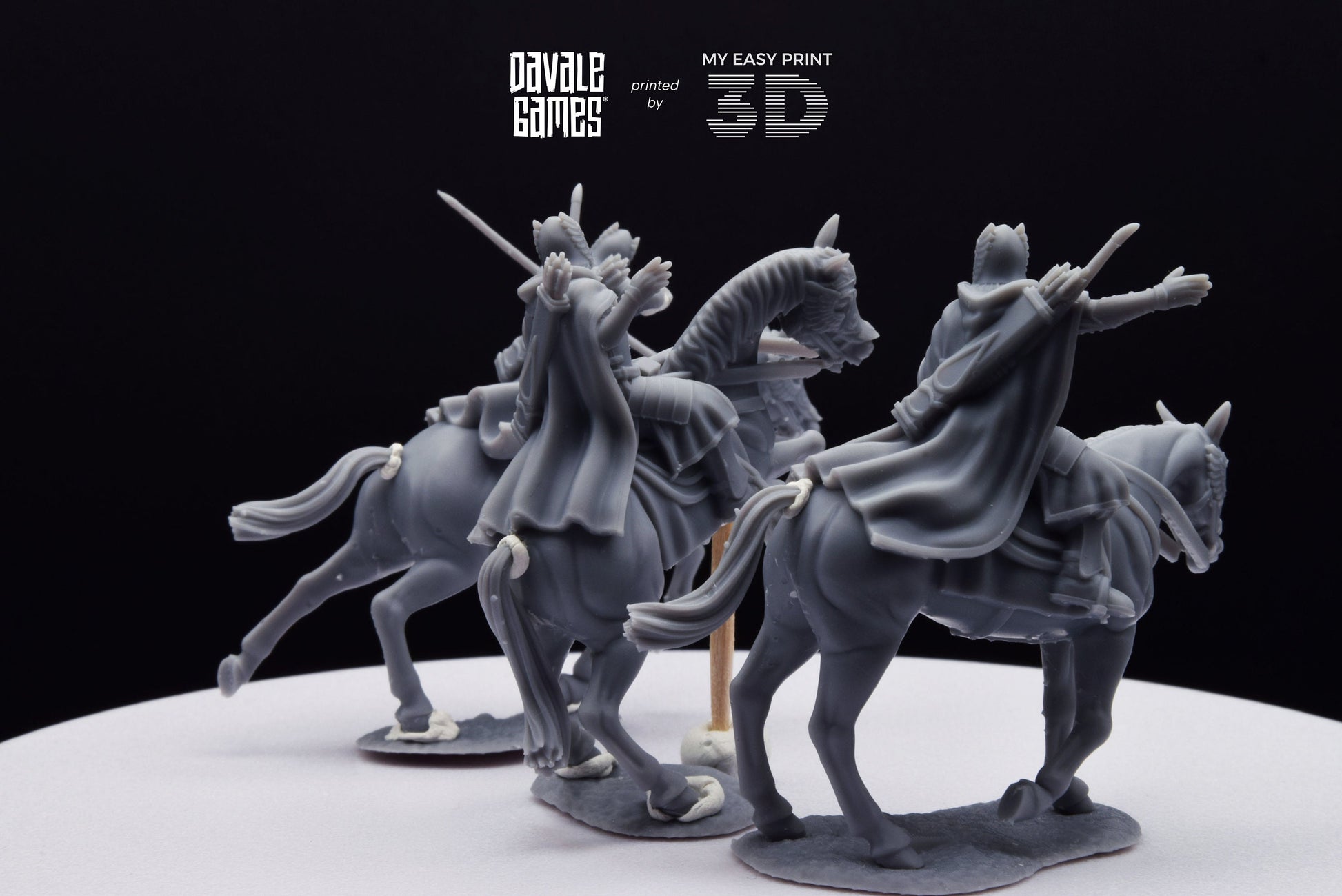Grey Castle Court Guards - Mounted - Davale Games - 3D Printed with high quality resin for LOTR/D&D games