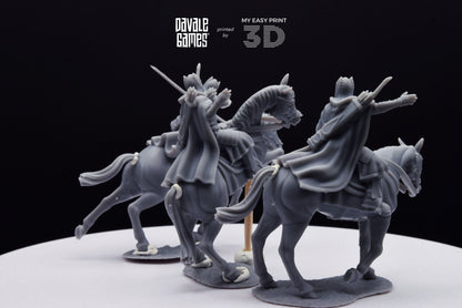 Grey Castle Court Guards - Mounted - Davale Games - 3D Printed with high quality resin for LOTR/D&D games
