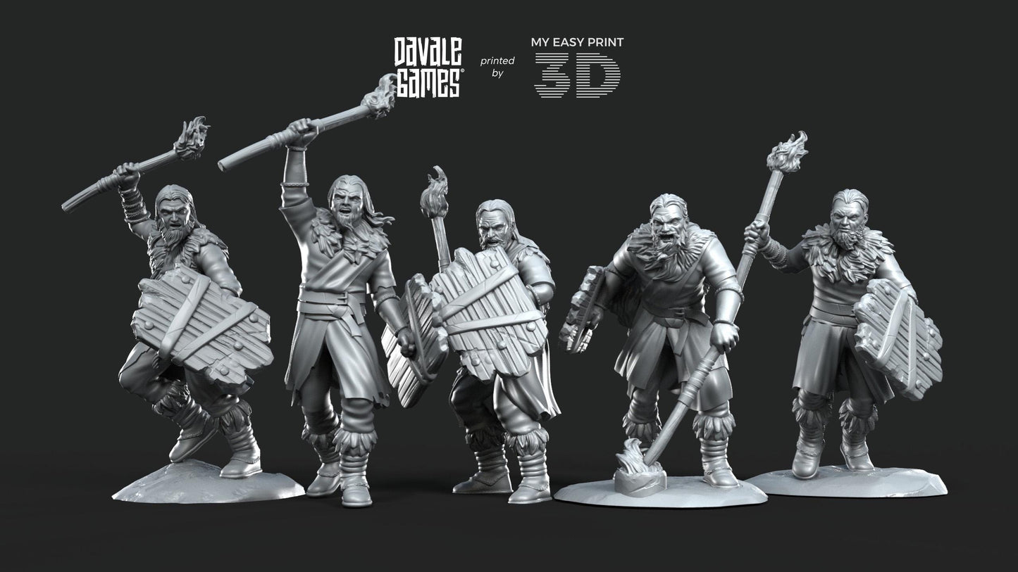 Fellmount Reavers with Torch and optional Shield - Davale Games - 3D Printed with high quality resin for LOTR/D&D games