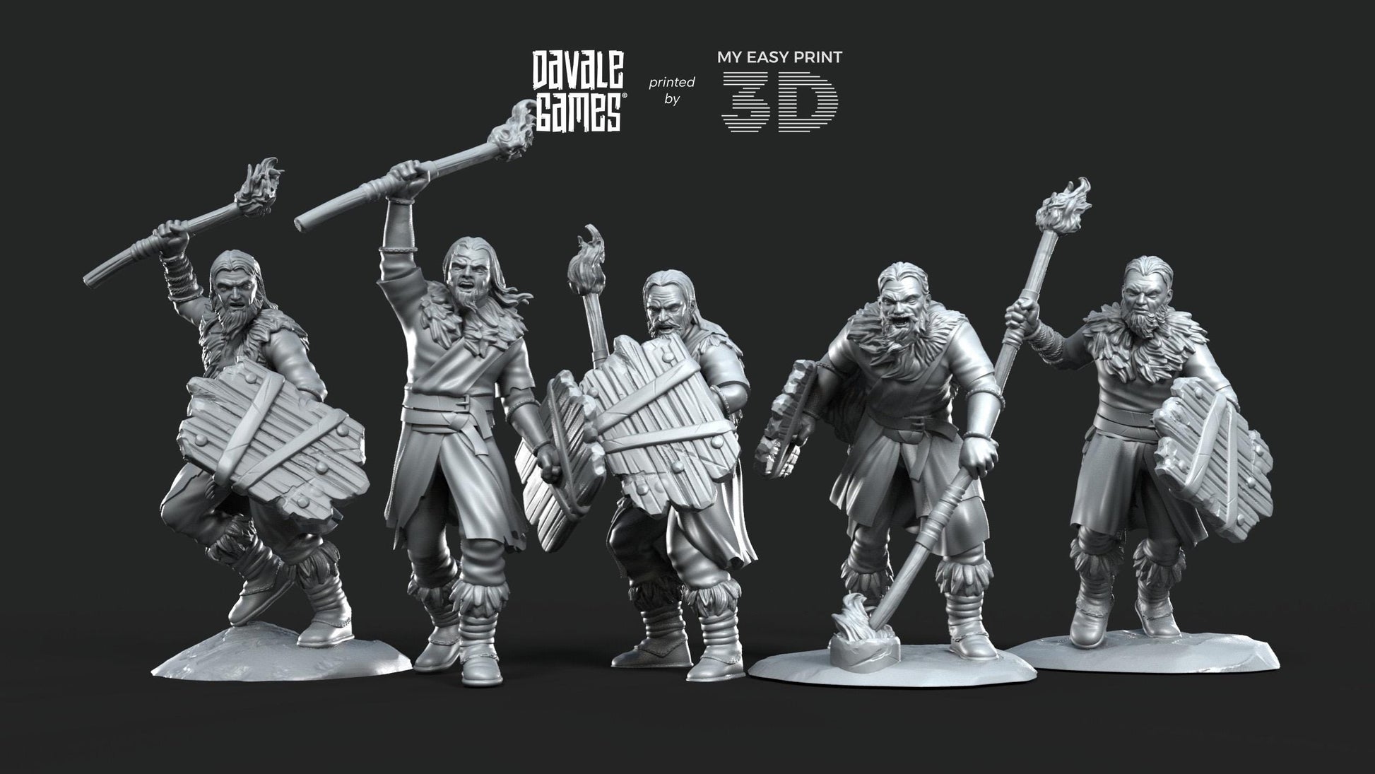 Fellmount Reavers with Torch and optional Shield - Davale Games - 3D Printed with high quality resin for LOTR/D&D games