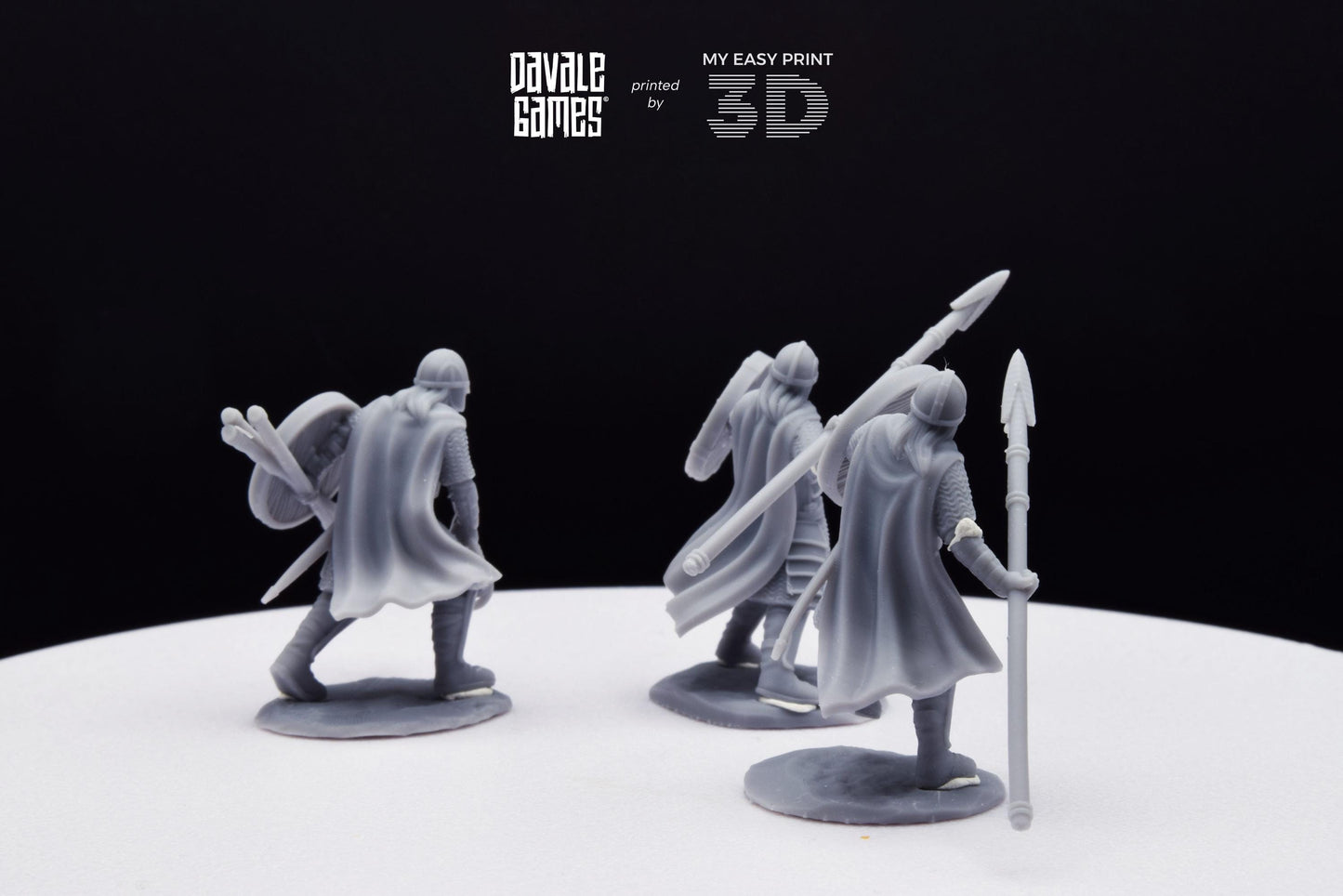 West Humans Regular Warriors with Throwing Spear and Shield - Foot - Davale Games - 3D Printed with high quality resin for LOTR/D&D games
