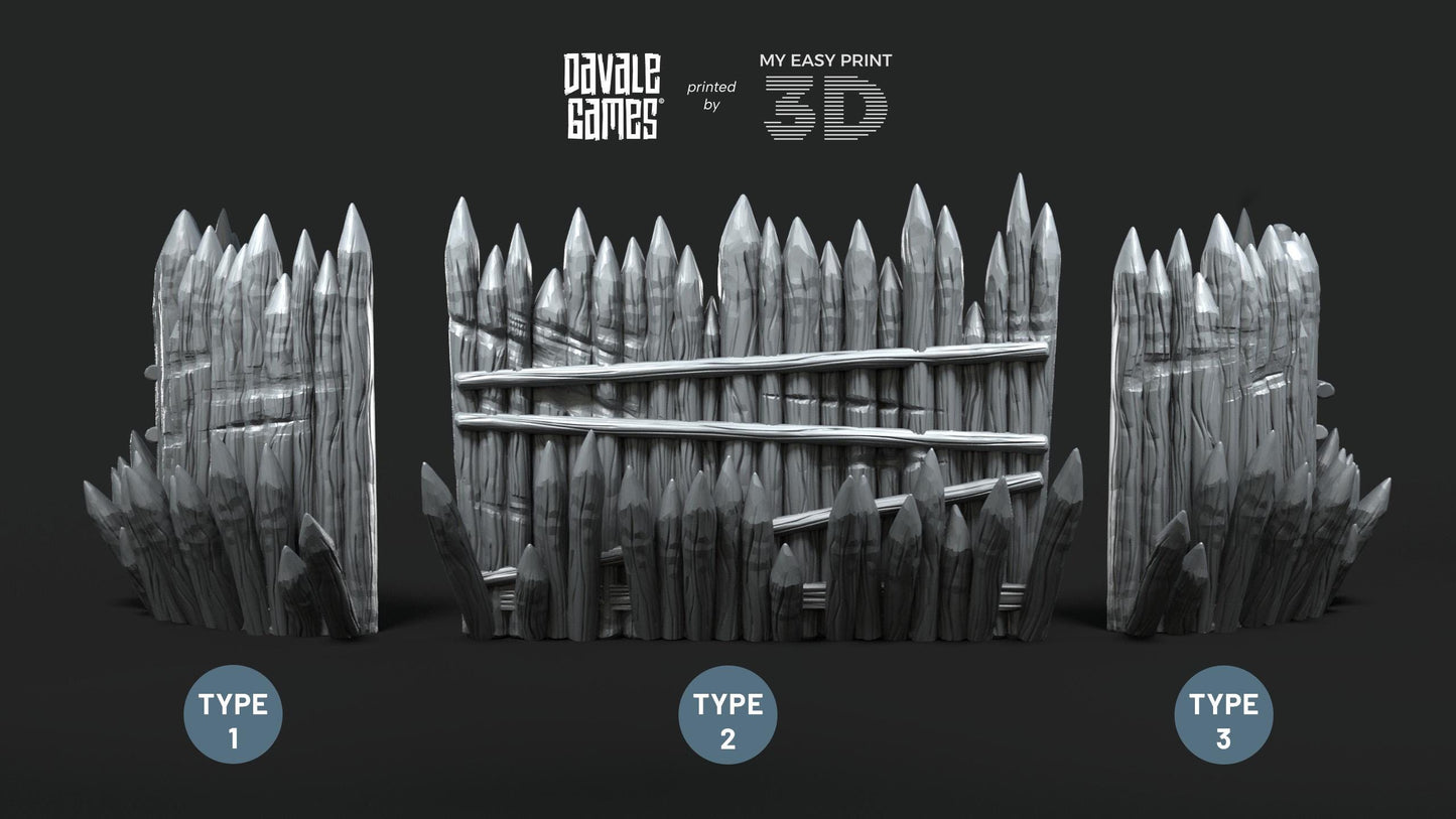 Assets of Wooden Fences - Scenery - Davale Games - Wargame / Mythological games - 3D Printed with high quality resin or PLA+