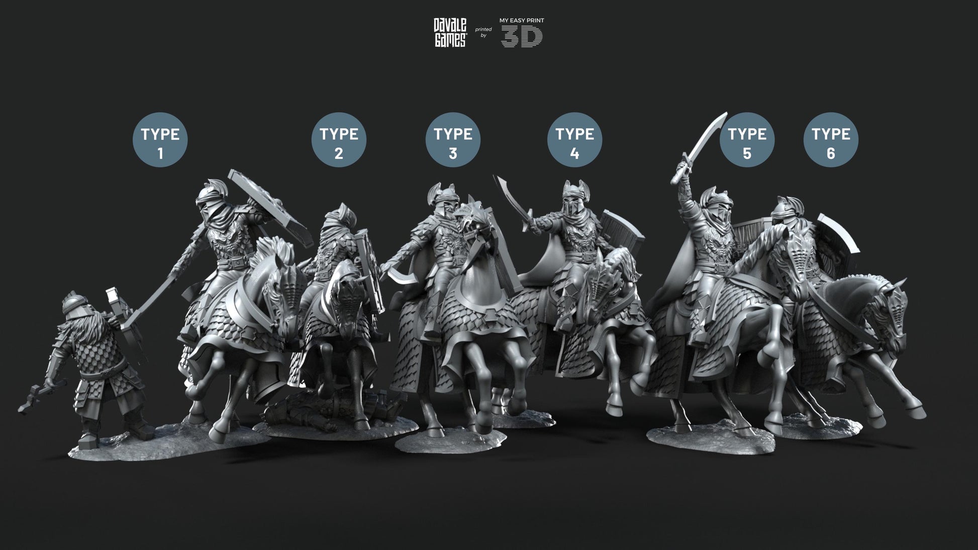 Dragon Army Elite on Horse - Davale Games - 3D Printed with high quality resin for LOTR/D&D games